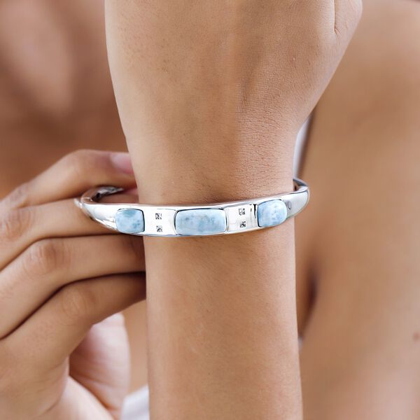 Larimar und Zirkon Armreif, 19 cm - 14,63 ct. image number 2