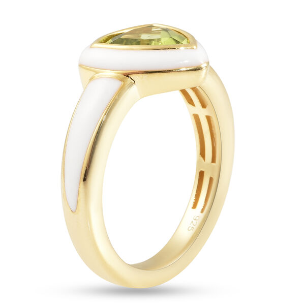 Peridot Solit&auml;r Ring 925 Silber Gelbgold Vergoldet image number 3