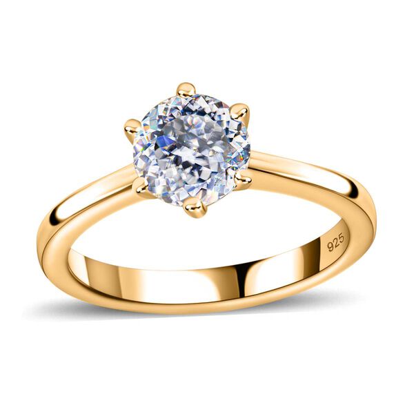 100 Facetten Moissanit Ring, 925 Silber Gelbgold Vermeil - 1,01 ct. image number 4