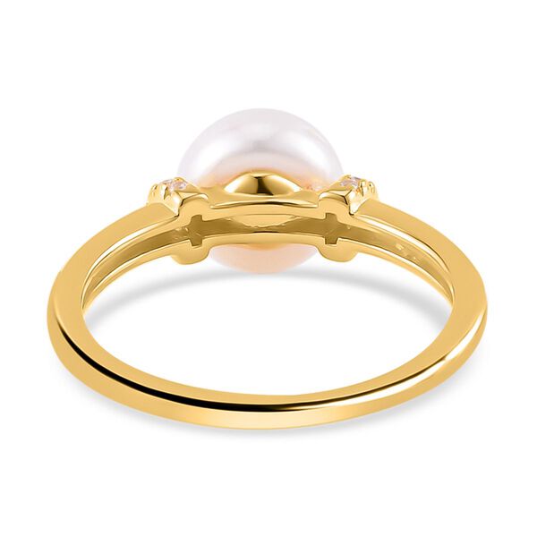 Weiße Süßwasser Perle Ring, 925 Silber vergoldet (Größe 16.00) image number 6