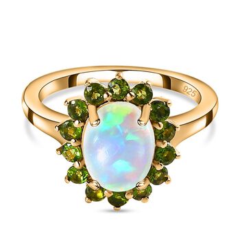AA nat&uuml;rlicher, &auml;thiopischer Welo Opal und Chromdiopsid-Ring - 1,82 ct.