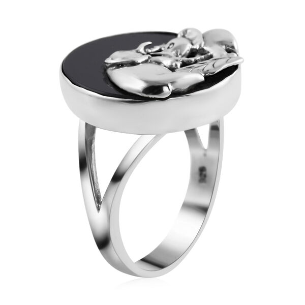 Royal Bali Kollektion - schwarzer Spinell-Ring, 925 Silber  ca. 14,23 ct image number 3