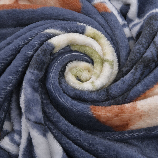 1-lagige Flanell bedruckte Decke, Blattmuster, Gr&ouml;&szlig;e 150x200 cm, Blau image number 4