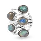 Labradorit Ring 925 Silber platiniert (Größe 16.00) ca. 8,51 ct