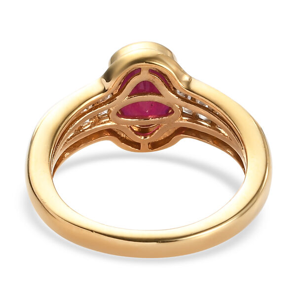 Afrikanischer Rubin (Fissure gefüllt) und Zirkon Ring 925 Silber vergoldet image number 6