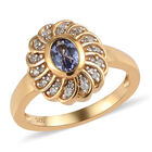 Tansanit und Zirkon-Ring, 925 Silber vergoldet  ca. 0,63 ct image number 3