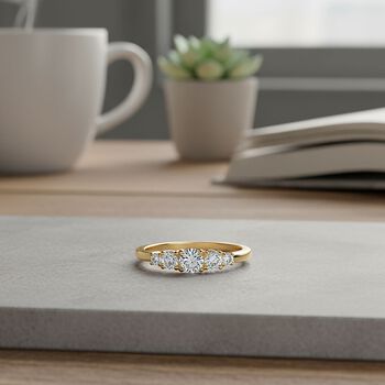 RADIANTA GRA zertifiziert Moissanit (D-VVS) Ring 925 Silber vergoldet (Gr&ouml;&szlig;e 19.00) ca. 0.49 ct