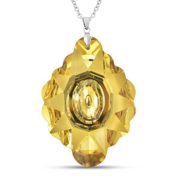 Simulierter, gelber Kristall-Anh&auml;nger mit Kette - 215 ct.