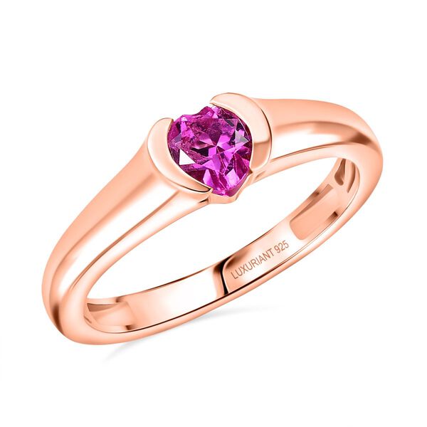 AAA Lab Grown Rosa Saphir Ring 925 Silber 750 rosévergoldet (Größe 17.00) ca. 0.64 ct image number 3