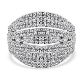 Lustro Stella - Weißer Zirkonia Ring, 925 Silber platiniert (Größe 17.00) ca. 2.64 ct