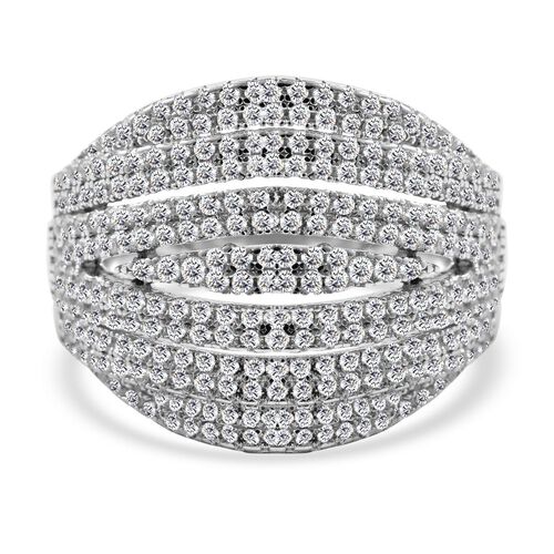 Lustro Stella - Weißer Zirkonia Ring, 925 Silber platiniert (Größe 17.00) ca. 2.64 ct image number 0