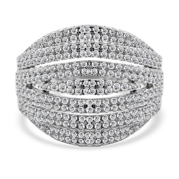 Lustro Stella - Weißer Zirkonia Ring, 925 Silber platiniert (Größe 17.00) ca. 2.64 ct image number 0