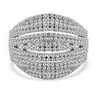 Lustro Stella - Weißer Zirkonia Ring, 925 Silber platiniert (Größe 17.00) ca. 2.64 ct