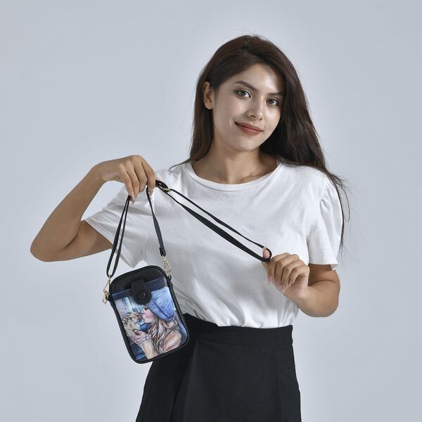 Crossbody-Tasche aus Kunstleder, Frau- und Strand-Muster image number 3