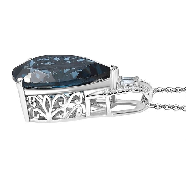 D'Joy London Blautopas und Moissanit Anh&auml;nger mit 50cm Kette - 13,20 ct. image number 4