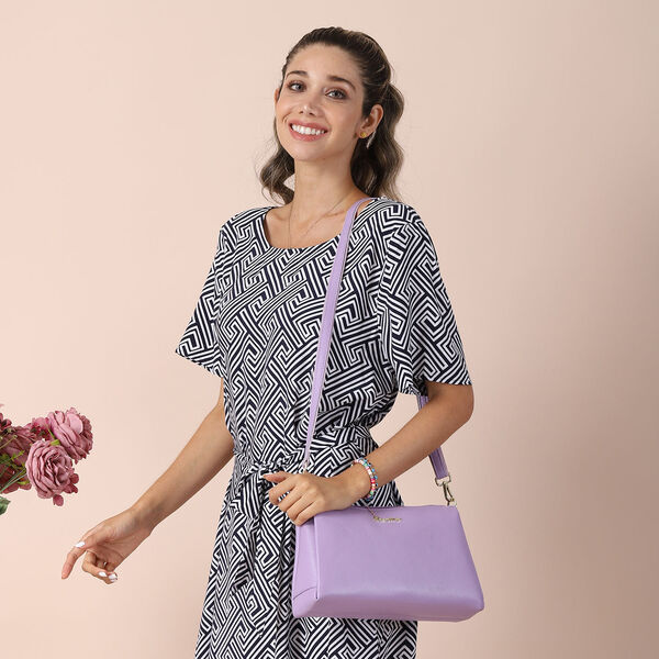 Sencillez Crossbody Tasche aus echtem Leder,  Größe 28x9x17 cm, Lila image number 2