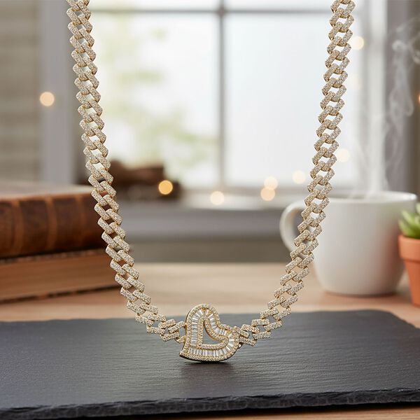 Weißer Kristall Halskette ca. 50 cm Std Gelb image number 1