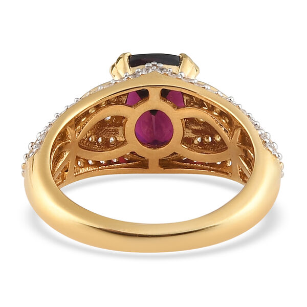 Rhodolith Granat und Zirkon Ring 925 Silber vergoldet  ca. 3,64 ct image number 6