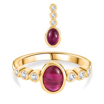 2er-Set AA Afrikanischer Rubin und Zirkon-Schmuckset - 2,53 ct.