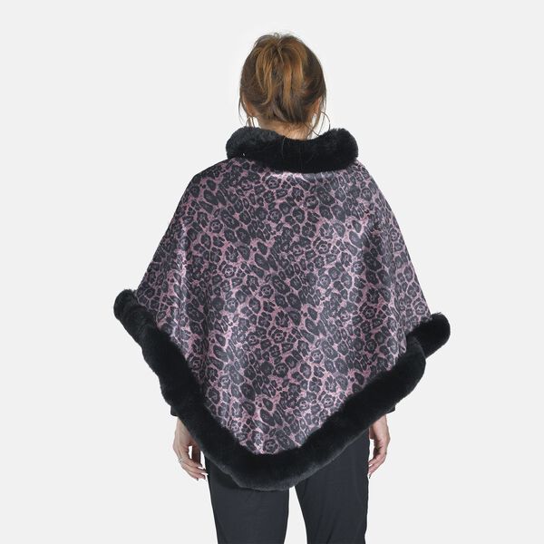 Kunstfell Poncho mit Leopardenmuster, rosa image number 2