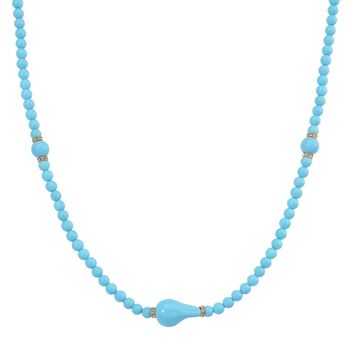 3er Set Muschelkernperlen-Schmuckst&uuml;cke in Sleeping Beauty-Farbe, bestehend aus Armband (ca. 19 cm) und zwei Halsketten (ca. 40 cm und 50 cm), gelb vergoldet