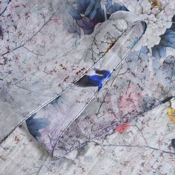 LA MAREY bedruckter Seidenschal, Grau image number 3