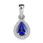 Rhapsody AAAA Tansanit, Weißer Diamant Anhänger 950 Platin ca. 1.37 ct