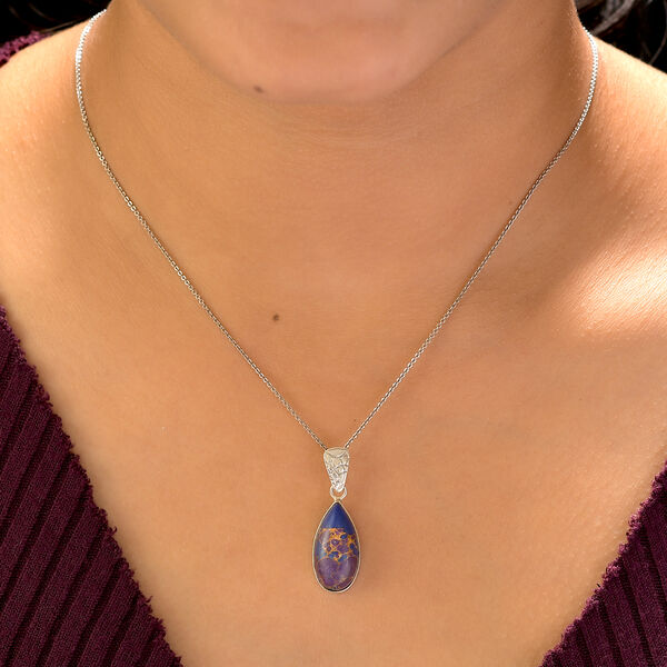 Lila Mojave-Türkis-Solitär-Anhänger in Silber, 7,37 ct. image number 3