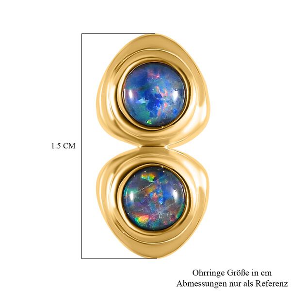 Boulder Opal Triplette Ohrringe, 925 Silber vergoldet ca. 0.95 ct image number 6