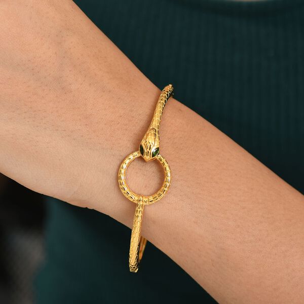 Natürlicher Chromdiopsid, Kanchanaburi Blauer Saphir Armreif ca. 19 cm 925 Silber 750 Gelbgold Vermeil ca. 0,37 ct. image number 3