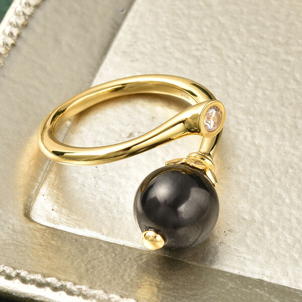 Shungit und Zirkon Ring 925 Silber vergoldet (Gr&ouml;&szlig;e 17.00) ca. 6,10 ct image number 2