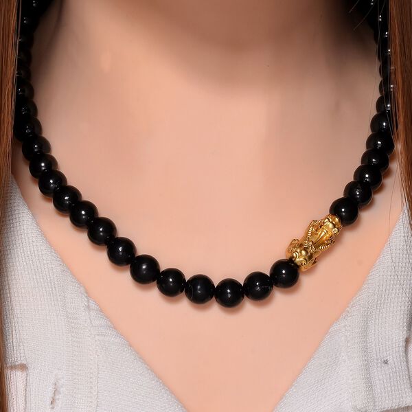 Shungit Pixiu Halskette ca. 50 cm 925 Silber vergoldet ca. 300, 300.00 ct image number 2