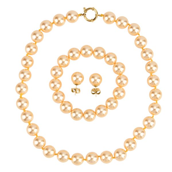 3er-Set goldenes Muschelkernperle Schmuckset