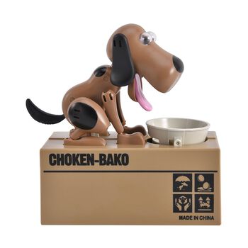 M&uuml;nzstehlende Hunde-Spardose, 2x AA Batterien (nicht inkl.), 16.3x9x17 cm, braun