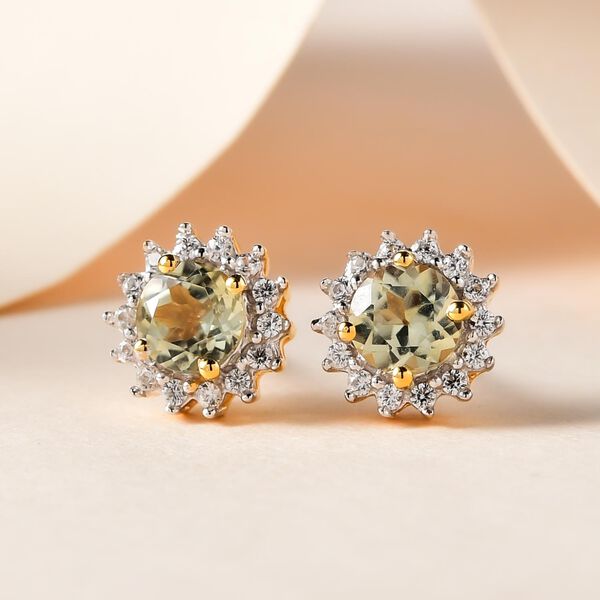 Sternchen AAA Turkizit und Zirkon Halo-Ohrstecker- 1,43 ct. image number 2