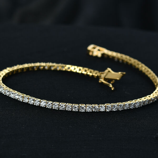 LUXURIANT VS-EF Labor Diamant 20cm Armband, 925 Silber 750 Gelbgold Vermeil - 4 ct. image number 1