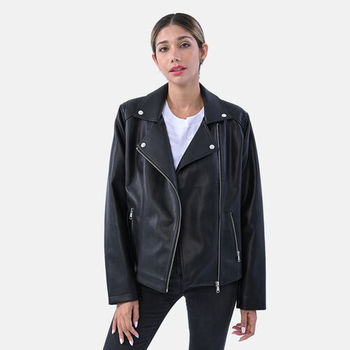 LA MAREY: Jacke aus Kunstleder, Schwarz  image number 0