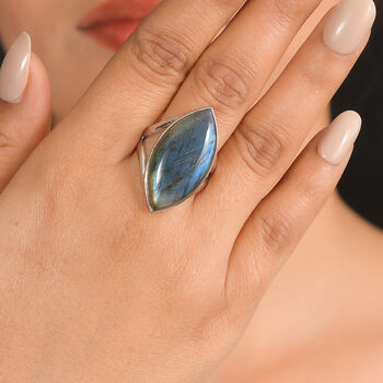 Sajen Silber-Labradorit Ring 925 Silber rhodiniert (Gr&ouml;&szlig;e 17.00) ca. 19.82 ct