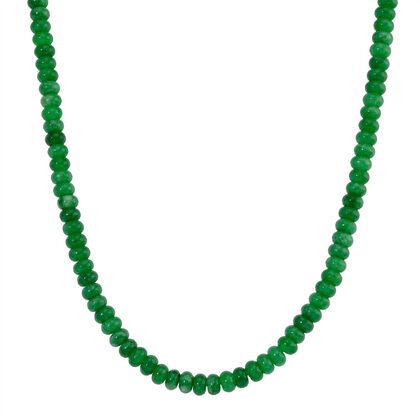 Gr&uuml;ne Quarzit Halskette, ca. 45cm mit 5cm extender, goldfarben, ca. 230.00 ct