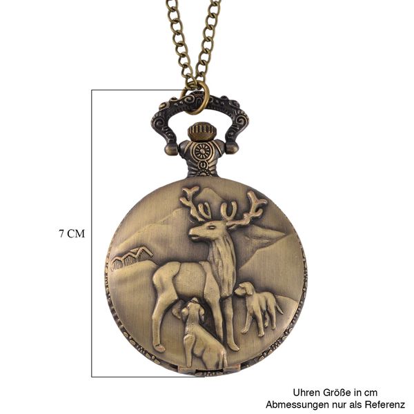 STRADA Rehmuster Antikbronze-Taschenuhr - mit japanischem PC21S-Uhrwerk und wasserresistenter 78 cm ca. 47,00g image number 8