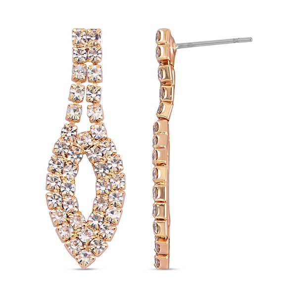 2er Set Wei&szlig;er Kristall Halskette und Ohrh&auml;nger, goldfarben image number 5