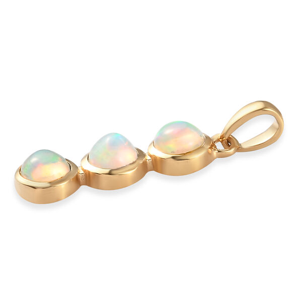 Nat&uuml;rlicher &Auml;thiopischer Opal 3 Stein Anh&auml;nger 925 Silber vergoldet ca. 1,00 ct image number 4