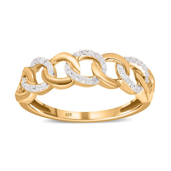 Wei&szlig;er Diamant Ring, 925 Silber Gelbgold Vermeil, (Gr&ouml;&szlig;e 21.00) ca. 0.15 ct
