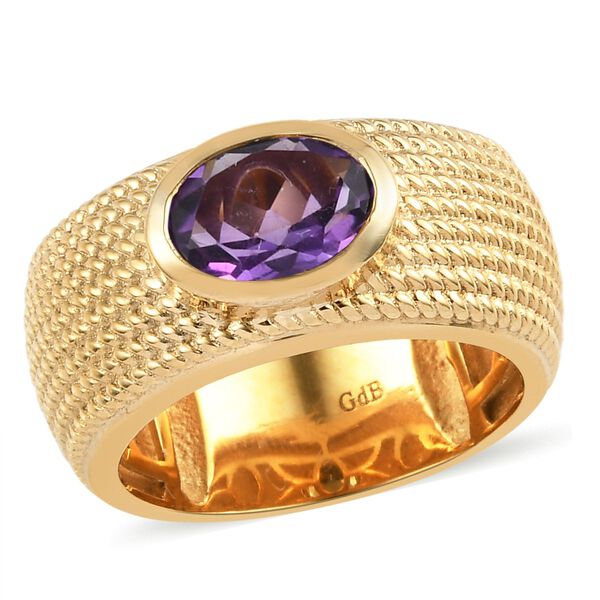 Afrikanischer Amethyst Ring Messing vergoldet  ca. 1,16 ct image number 4