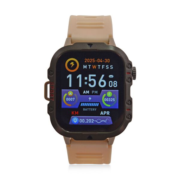 H19 Smartwatch, 2.01 Zoll HD-Display, Khaki Silikonarmband