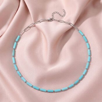 Amazonit Halskette ca. 50 cm + 5 cm Extender, 316L Edelstahl ca. 62.50 ct