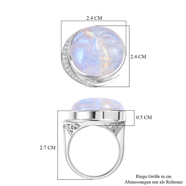 D'Joy AAA Regenbogen Mondstein und Zirkon Ring - 17,26 ct. image number 7