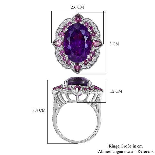 AAA Afrikanischer Amethyst, Rhodolith Granat und Zirkon-Ring - 14,16 ct. image number 7