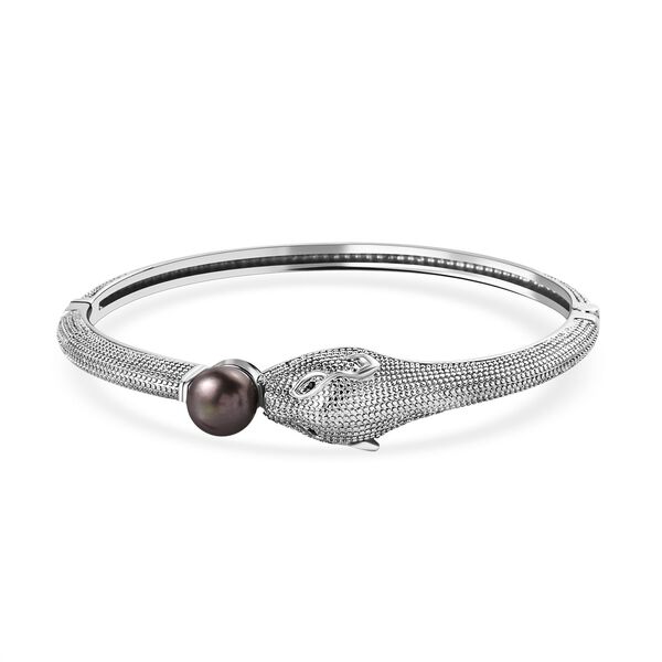 Pfau Perle und schwarzer Spinell-Armreif