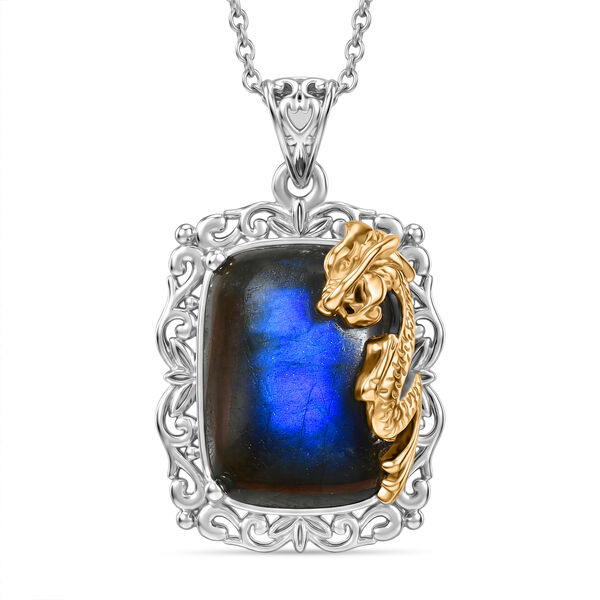 EVER TRUE AAA Labradorit Anh&auml;nger mit  316L Edelstahlkette ca. 50 cm, nickelfreies Messing ca. 14,90 ct.